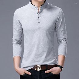 Men's Polos Sell 2023 Fashion Brand Clothing Polo Shirt Mens Long Sleeve Slim Fit Boys Mandarin Colla Casual