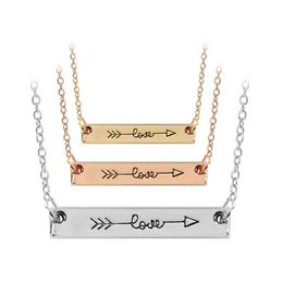 Pendant Necklaces Letter Necklace Love Minimalist Cupid Rose Gold Colour Bar Stick Simply Tal Arrow For Women Hip Hop Jewellery Drop De Dh9Ou