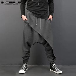 Pants INCERUN Plus Size Men Casual Drape Drop Crotch Harem Hiphop Pants Trouser Baggy Dancing Pants Gothic Punk Style Harem Pants Men