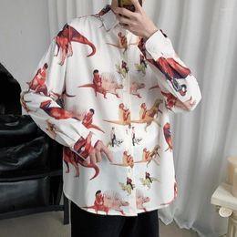 Men's Casual Shirts Summer Korea Renaissance Vintage Harajuku Handsome Elegant Boys Shirt Medieval Style Loose Ruffian Goth Street Punk Mens