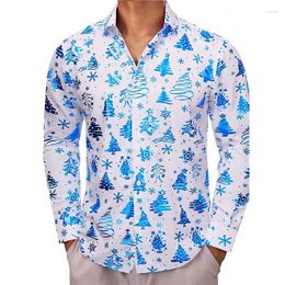 Men's Casual Shirts Fine White Blue Printed Shirt Summer Undershirt Street Fashion Top Sports Breathable Clothing