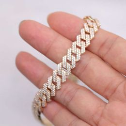 necklace moissanite chain Wholesale Custom Chunky Cuban Bracelet Ice Out Link Hip Hop Men 10k Gold Diamond Cuban Link Bracelet