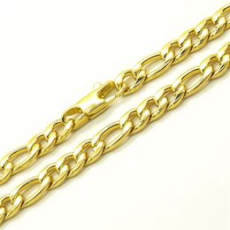 Chains Plated 18K Gold Necklace 6 Mm Width For Masculine Men Women Fashion Jewellery Stainless Steel Figaro Chain 20''-36&186j