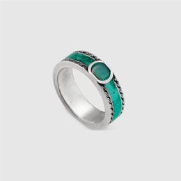 Classic G brand women mens ring 925 silver blue enamel stainless steel rings fashion women party engagement designer jewelry Anniv217E