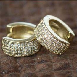 Hiphop Male Hoop Earring Micro pave AAAAA Zircon 925 sterling silver Jewellery Party Wedding Earrings for men Hiphop Jewelry209E