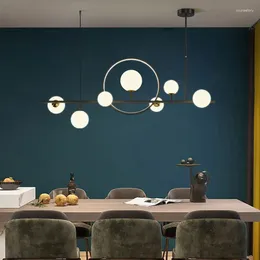 Pendant Lamps Modern Black LED Chandelier Gold Ball Ceiling Design Dining Room Kitchen Bar Living Bedroom Lamp Line Hanging Light