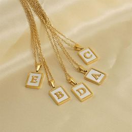 Stainless Steel 18K Yellow Gold Plated Shell A-Z Letter Necklace Earrings for Girls Women for Wedding Party Nice Gift336M