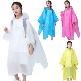 Raincoats Outdoor Rainwear Reusable Rain Ponchos With Drawstring Hood Raincoat Suit Thicken For Boys Girls 6-12 Years Old Children