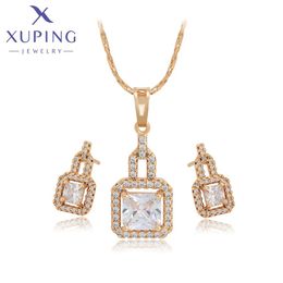 Earrings Xuping Jewelry New Arrival Square Shaped Gold Plated Jewelry Set Women Gift Party Gift 65932