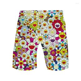 Men's Shorts Japanese Style For Men Fashion Sunflower Printed Women Summer Causal Anime Short Pants Beach Y2k