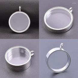 Pendant Necklaces 1Pc Stainless Steel Round Floating Picture Relicario Simple Glass Memory Coin Holder Medaillon Colgantes Jewellery Finding