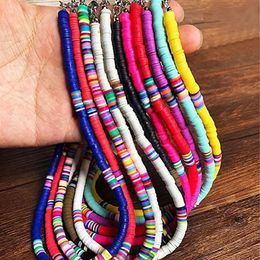 Surfer Choker Boho Jewellery Lightweight Colourful African Vinyl Disc Beads Necklace for Women Girls215w