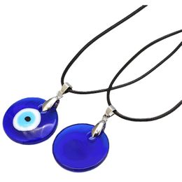 Pendant Necklaces 30Mm Coloured Glaze Blue Evil Eye Fashion Lucky Turkish Key Necklace For Friend Jewellery Gift Drop Delivery Pendants Dhfno