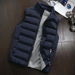 Men's Vests Padded Waistcoat Winter Vest With Zipper Pockets Stand Collar Soft Warm Sleeveless Coat For Cold Weather Protection