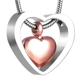 LKJ8078 Silver and Rose Gold Human Cremation Pendant Loss of Love Ashes Holder Keepsake Jewelry Funeral Urn Casket Engravable162P