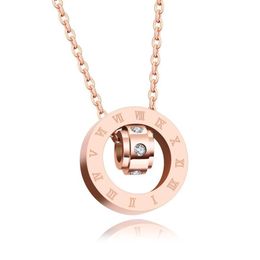 Wheel of Happiness Pendant Necklaces Zircon Roman Numeral Cake Rose Gold Lovely Designer Accessories Women Girls Stainless Steel J177N