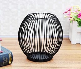 Large Black Metal Hollow Out Metal Iron Candle Holder Cage Articles Candlestick Hanging Lantern without LED Light Decor Gifts SH191082518