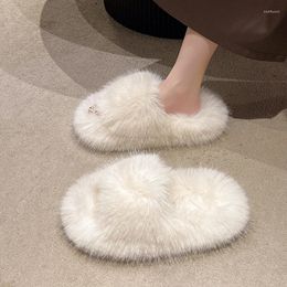 Slippers Women's Fashion Open Toe Cotton Winter Indoor Round Shoes For Women Ladies Platform Plush Comfortable
