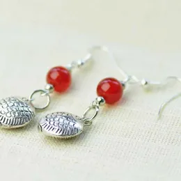 Dangle Earrings Natural Carnelian Heart Fish Tibet Silver Mother's Day Easter Freshwater Holiday Gifts Gift Jewellery Accessories