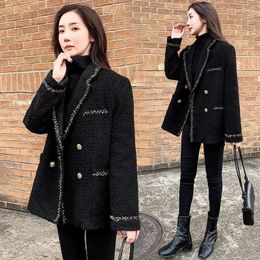 Women's Suits Loose Coats For Women Clothes Over Wool & Blend Black Tweed Blazer Woman Jacket Dress Long Outerwears Bring Korean Style