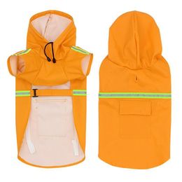 Dog Apparel Pet Raincoat Pu Waterproof Big Poncho Outdoor Reflective Drop Delivery Oto8V