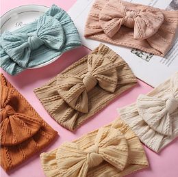 30Pcs/lot Wholesale Cable Baby Headband Wide Nylon Hair Band Knotted Hair Bow HeadWraps born Kids Girls Headband Accessories 231229
