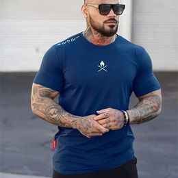 Men's T Shirts Fashion T-shirt Jogger Sporting Skinny Tee Shirt Male Gyms Fitness Bodybuilding Workout 5 Colors Tops Crossfits Clothing