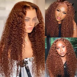 Wigs Brown Color 13x4 Kinky Curly Wig Human Hair HD Transparent Deep Wave Lace Frontal Wig Black Synthetic Lace Front Wigs For Women He