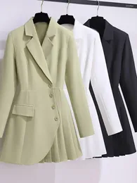 Women's Suits UNXX Blazer Women Long Sleeve Waist Pleated Jacket Office Ladies 2023 Spring Autumn Female Clothing Mujer Coats