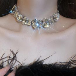Chains Fashion Geometric Crystal Choker Necklaces For Women Water Drop Clavicle Chain Elegant Short Necklace Party Jewellery