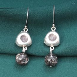 Dangle Earrings 925 Sterling Silver Round Bead Long For Women Vintage Quartz Rutilated Hanging Jewellery Wholesale EH243