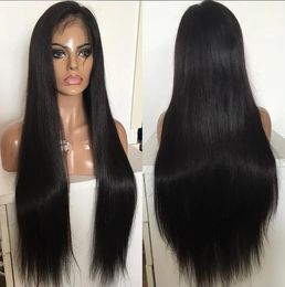 Wigs Hot selling 10a quality natural hairline wig 130 density silky straight lace wig chinese hair lace front wig with baby hair free s