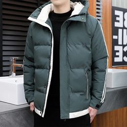 Men Winter Parkas Cotton Padded Hooded Fashion Jacket Thick Warm for Male Teens Outerwear 231229