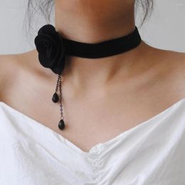 Choker Jewellery Exquisite Trendy Black Lace Retro Accessories Rose Pure Handmade Necklace Chain