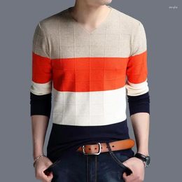 Men's Sweaters Knitted For Men V Neck Slim Fit Man Clothes Spliced Red T Shirt Pullovers Street S 90s Vintage Spring Autumn Overfit X