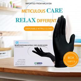 100PcsBox Disposable Nitrile Gloves Wear Resistant NonSlip Household Gardening Work Protective Rubber 231229