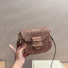 Fashionable Chain Glitter Design mini Saddle Bag shoulder bag Small Wallet Women's Crossbody Bags woman luxurys handbag Luxury Zipper bag