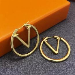 Womens Elegant Charm Hoop Earrings Designer Jewellery 18K Gold Ear Studs Top quality Wedding Accessories286z