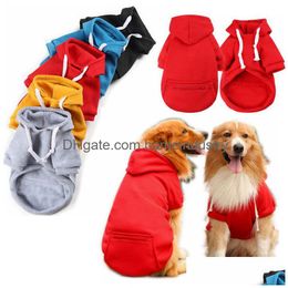 5 Colour Wholesale Dogs Hoodie Sublimation Blank Dog Apparel Sweaters With Hat Cold Weather Pet Hoodies Pocket Hooded Clothes Costum Dhs2E