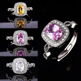 D Colour Moissanite Yellow Diamond Rings Colourful Gemstone Engagement Wedding Open Ring For Women2346