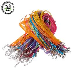 Polish 100Strands Mixed Silk Organza Ribbon Necklace Strap Cord Chain Jewelry Making Findings DIY Necklace Cord 17"