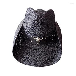 Berets Horn Skull Western Cowboy Hat Men Mountaineering Sun Fashionable Personality Casual