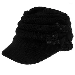 Visors Women Ladies Knitted Hat Winter Crochet Peaked Beanie Cap Skull