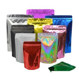 Packing Bags Wholesale Double-Sided Bright Mti Colors Resealable K Mylar Bag Food Storage Aluminum Foil Plastic Case Smell Proof Pou Dhtma