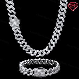 Sterling Sier Rose Gold Plated Iced Out Vvs Hiphop 14Mm Moissanite Cuban Link Chain