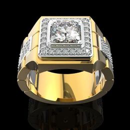 Luxury 14K Gold White Diamond Ring for Men Fashion Bijoux Femme Jewellery Natural Gemstones Bague Homme Diamond Ring Males307e