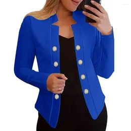 Women's Suits Formal Business Women Jacket Coat Notch Collar Cardigan Blazer Button Decor Thick Warm OL Office Suit