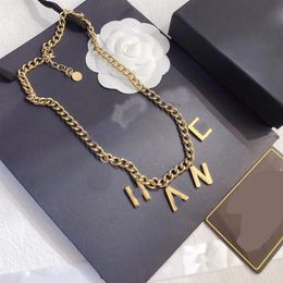 Luxury Design Necklace 18K Gold Plated Stainless Steel Necklaces Choker Chain Tassels Letter Pendant Fashion Womens Wedding Jewelr234d