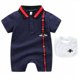Designer Kinder Kleidung Sets Neugeborenen Baby Strampler Kurzarm Overalls Lätzchen Baby Kleidung Baumwolle Druck Kleinkind Säugling Pyjamas