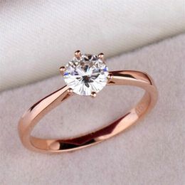 High quality never fade Women girls Sterling silver S925 CZ 18K rose gold diamond wedding engagement rings Anillo big large stone 2524